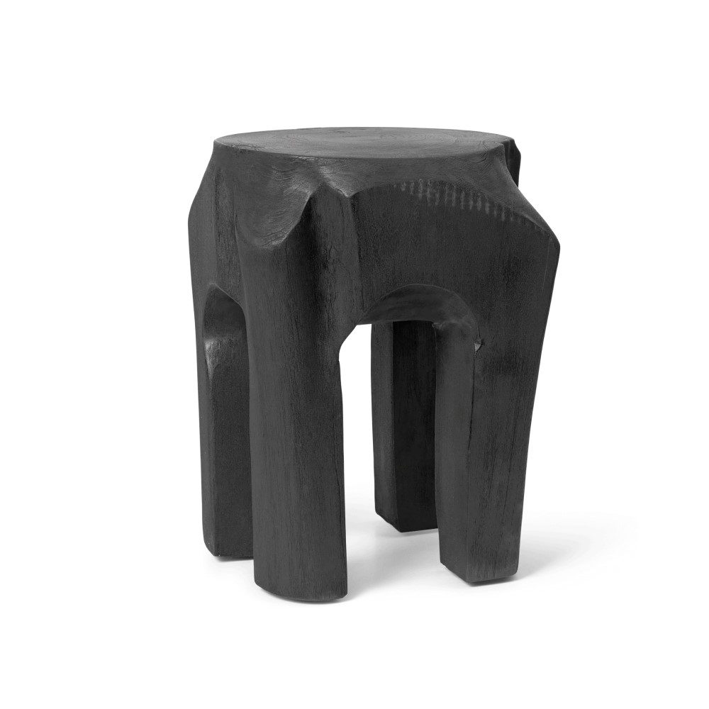 FERM LIVING Root Stool - Black Stained Wooden Stool | Modern Minimalist Home Decor | Perfect for Living Room, Bedroom or Office Seating