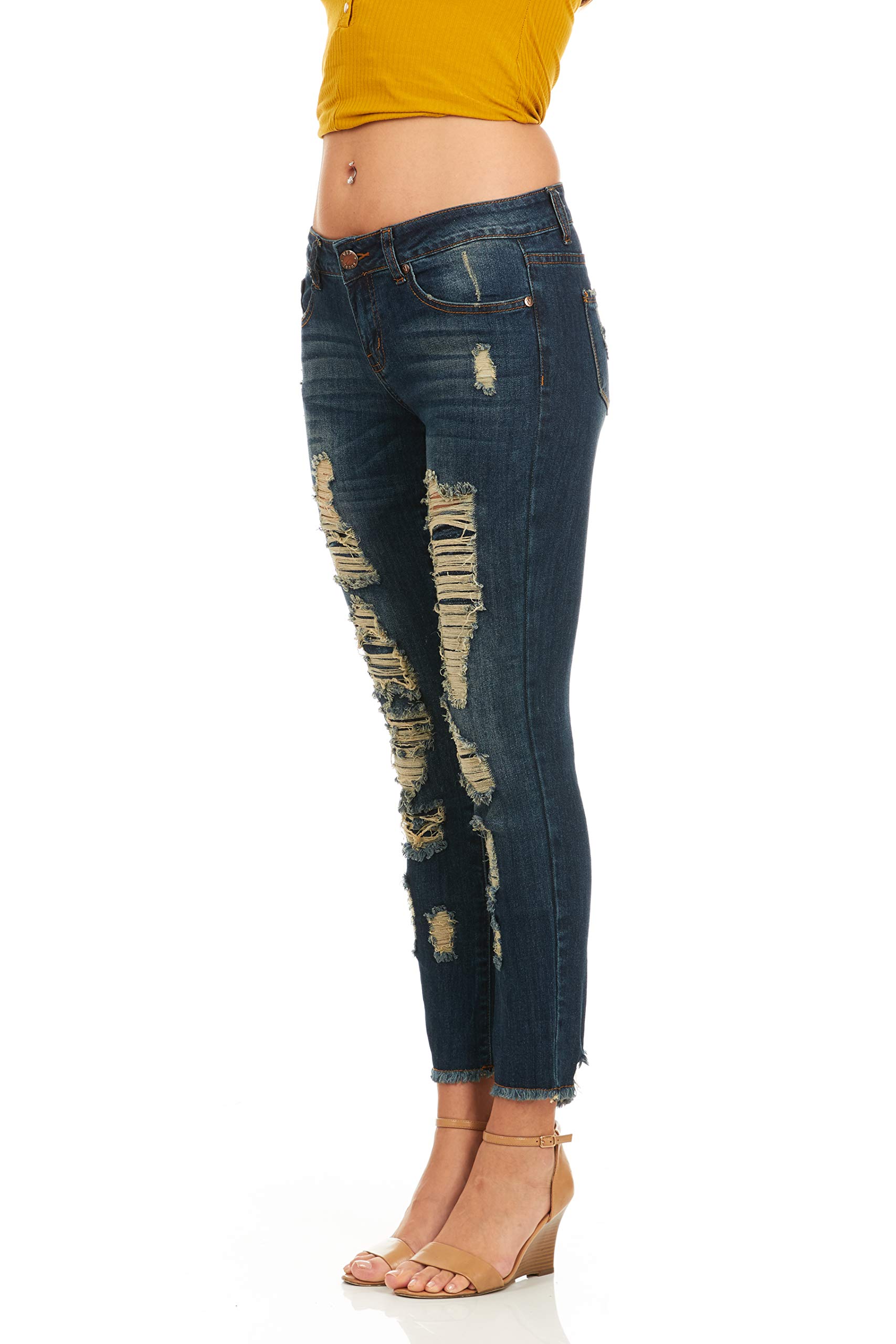 CoverGirl Women's Distressed Ripped Skinny Jeans - Trendy High Waist Stretch Denim Pants for Casual Outfits & Night Out | Perfect for Date Night, Shopping & Street Style Fashion