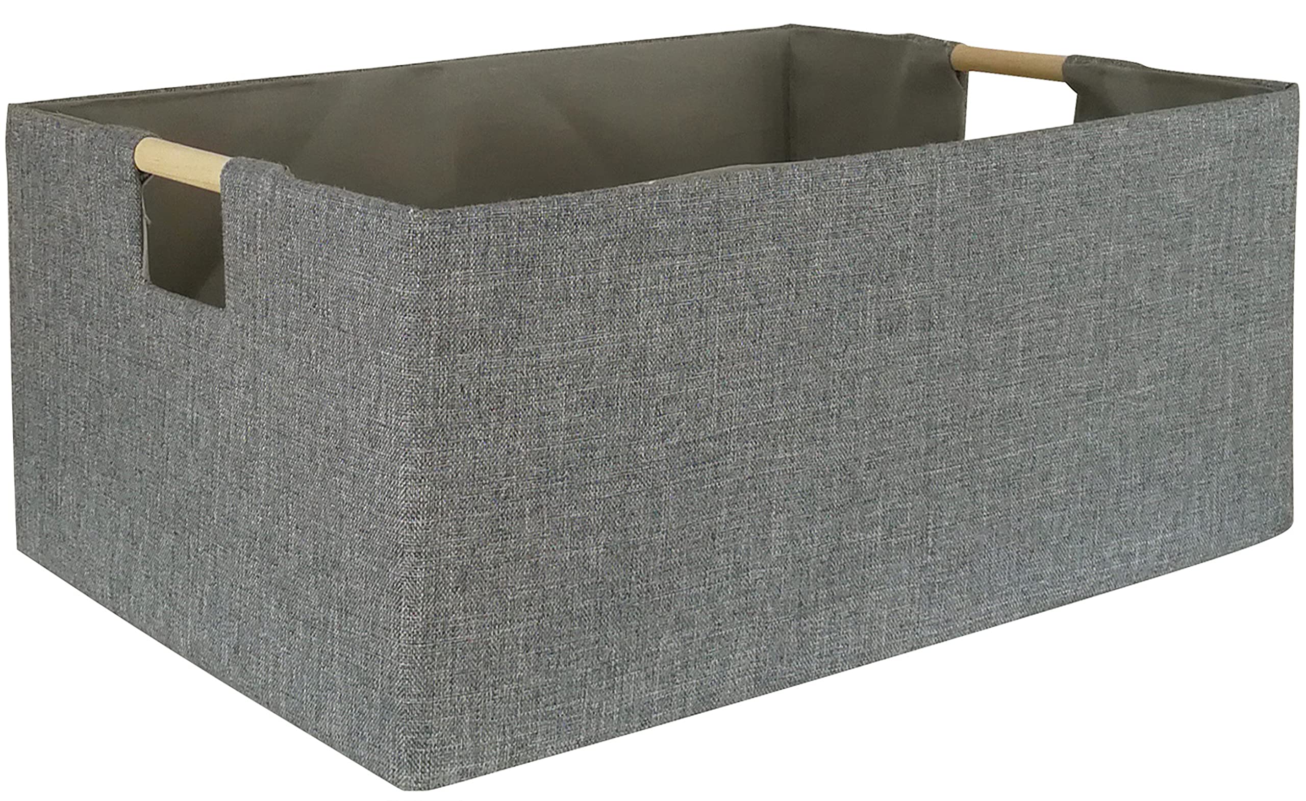Foldable Storage Bins with Handles - Gray Rectangle Closet Organizer Baskets for Shelves | Home Office, Car, Dorm Room & Toy Organization | Space-Saving Storage Solution for Clothes, Books & More