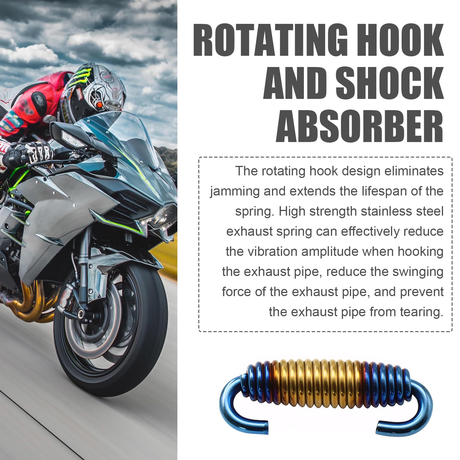 Stainless Steel Exhaust Pipe Spring Hook for Motorcycles, Scooters, ATVs - Durable Fastener for Muffler Repair