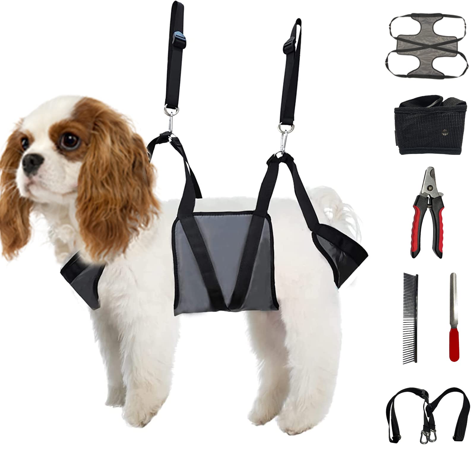 Phezzan Dog Grooming Hammock - Pet Grooming Restraint Sling for Small & Medium Dogs & Cats | Grooming, Bathing, Nail Trimming & Teeth/Eye Care | Perfect for Home Grooming & Vet Visits