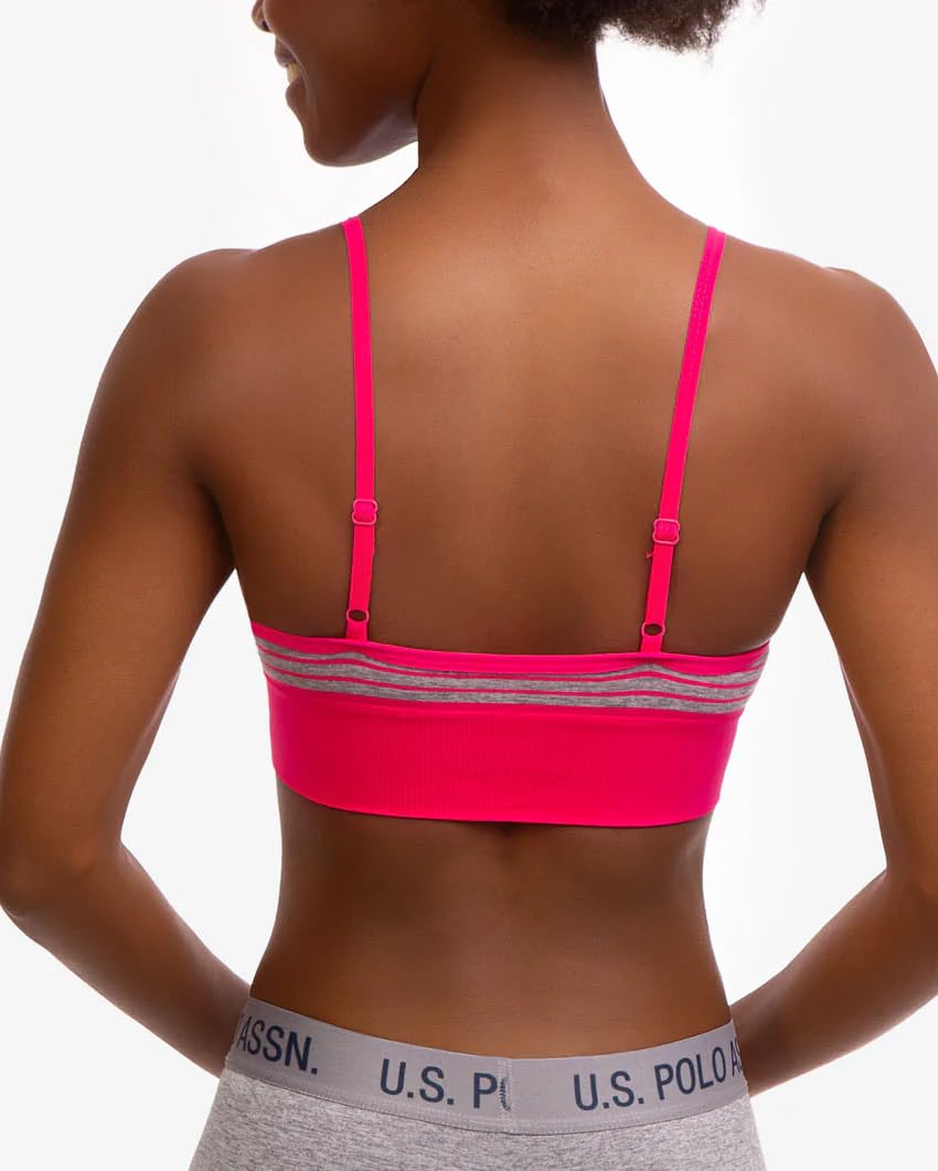 U.S. Polo Assn. Women's Wireless Sports Bras - Comfortable Supportive Yoga Workout Bras 3-Pack for Running, Gym & Active Lifestyle