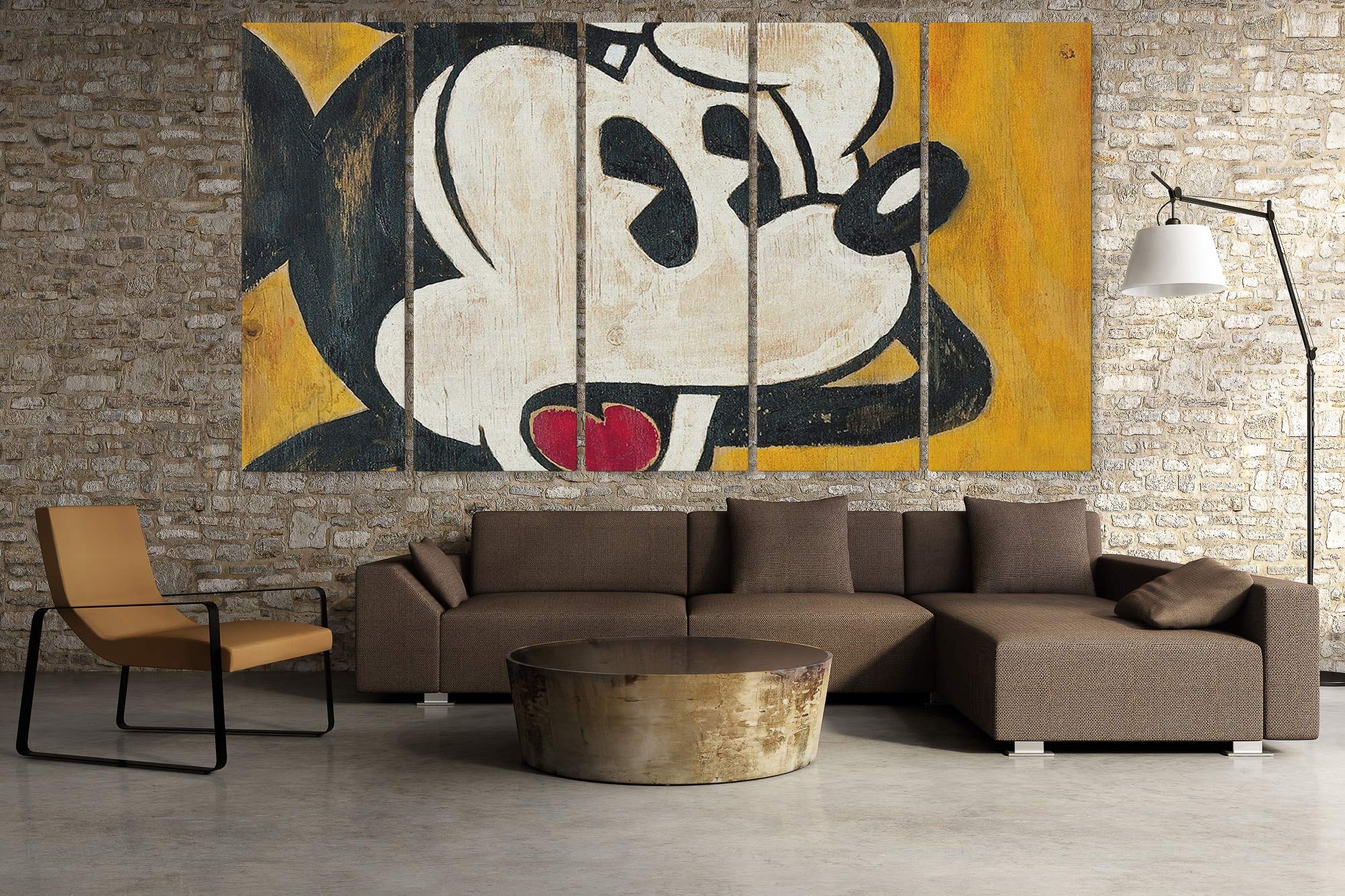 Vintage Mickey Mouse Canvas Wall Art Set - 5 Piece Classic Cinema Collection for Home Decor, Living Room, Bedroom & Office