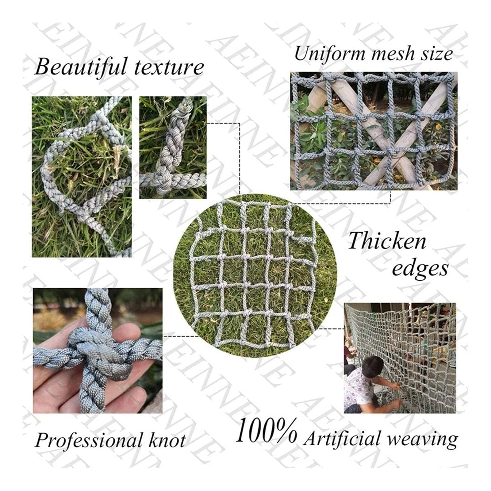 XHP Heavy Duty 12mm Rope Climbing Net for Kids - Indoor/Outdoor Jungle Gym, Treehouse Ladder & Playground Equipment with Secure Knots - Perfect for Backyard, Cargo Nets & Adventure Play Areas