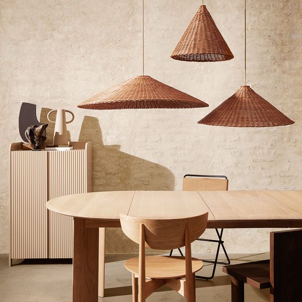 FERM LIVING Dou Lampshade 27 Inch Natural Rattan Pendant Light - Perfect for Boho Bedroom, Living Room & Dining Room Lighting Decor