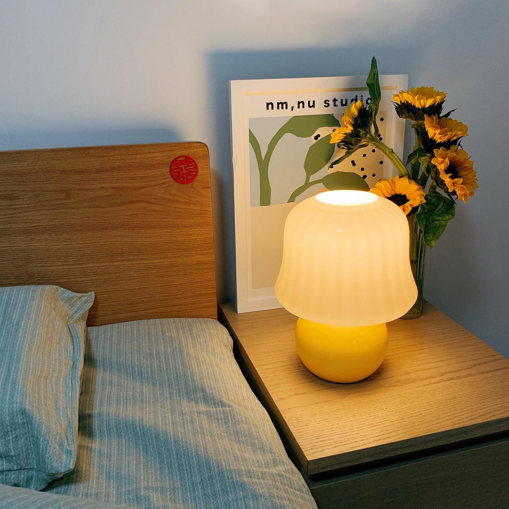 Creamy Mushroom Table Lamp - Modern Decorative Lighting for Bedroom, Living Room & Office - Soft Ambient Light for Cozy Home Decor