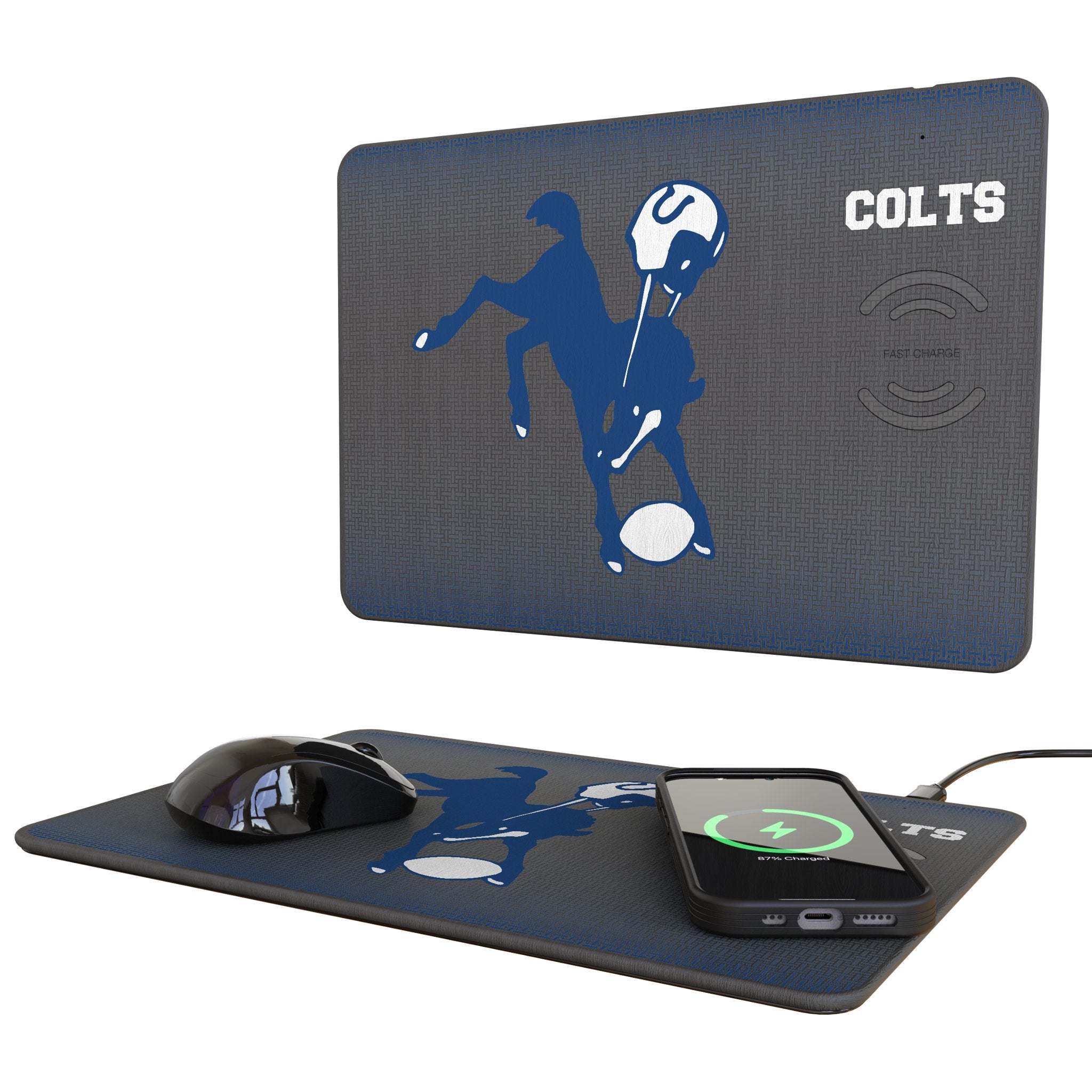 Baltimore Colts 1946 Historic Collection Linen 15W Wireless Charger & Mouse Pad - Fast Charging for iPhone, Samsung, AirPods - Perfect for Office, Gaming & Home Desk Setup