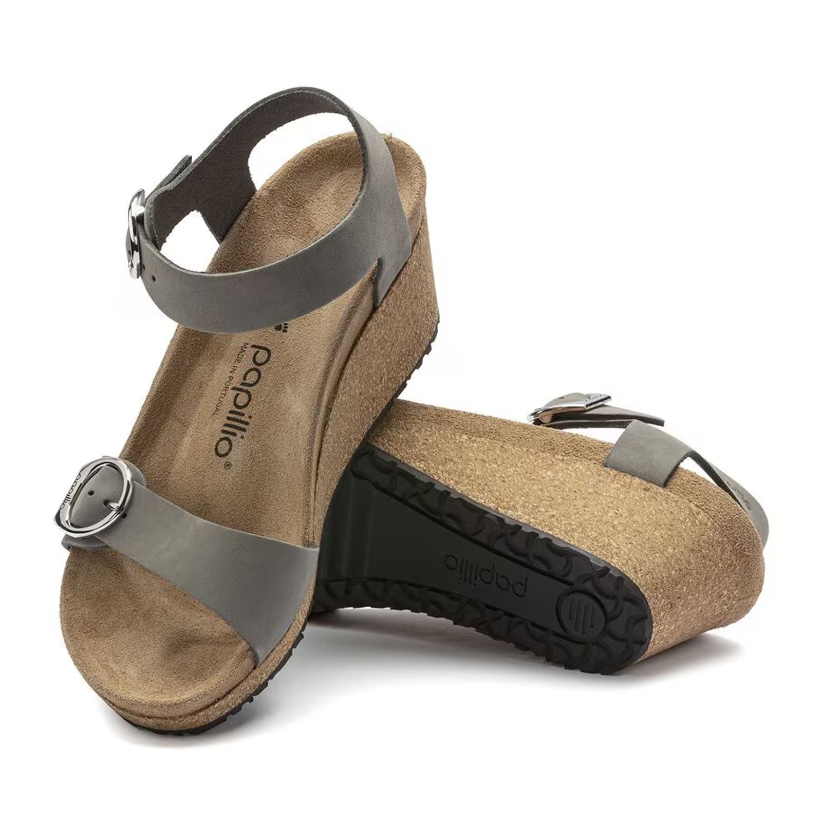 Birkenstock Soley Ring Buckle Narrow Wedge Sandal for Women - Comfortable Dove Gray Nubuck Leather Summer Casual Shoes | Perfect for Beach, Vacation & Everyday Wear