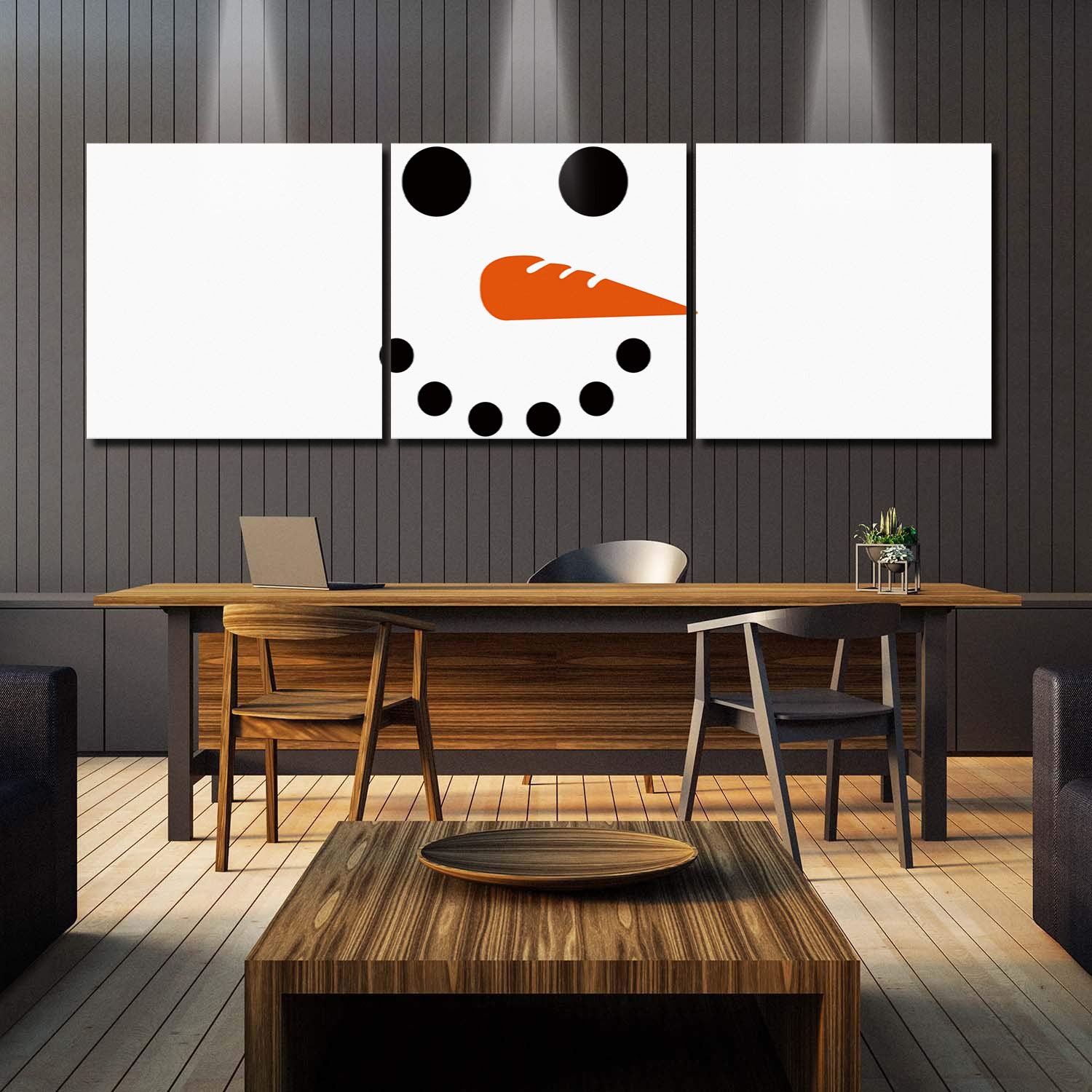 3 Panel Canvas Wall Art - Merry Christmas Snowman Painting for Bedroom, Living Room & Office Decor | Aesthetic Home Wall Decor Prints 12