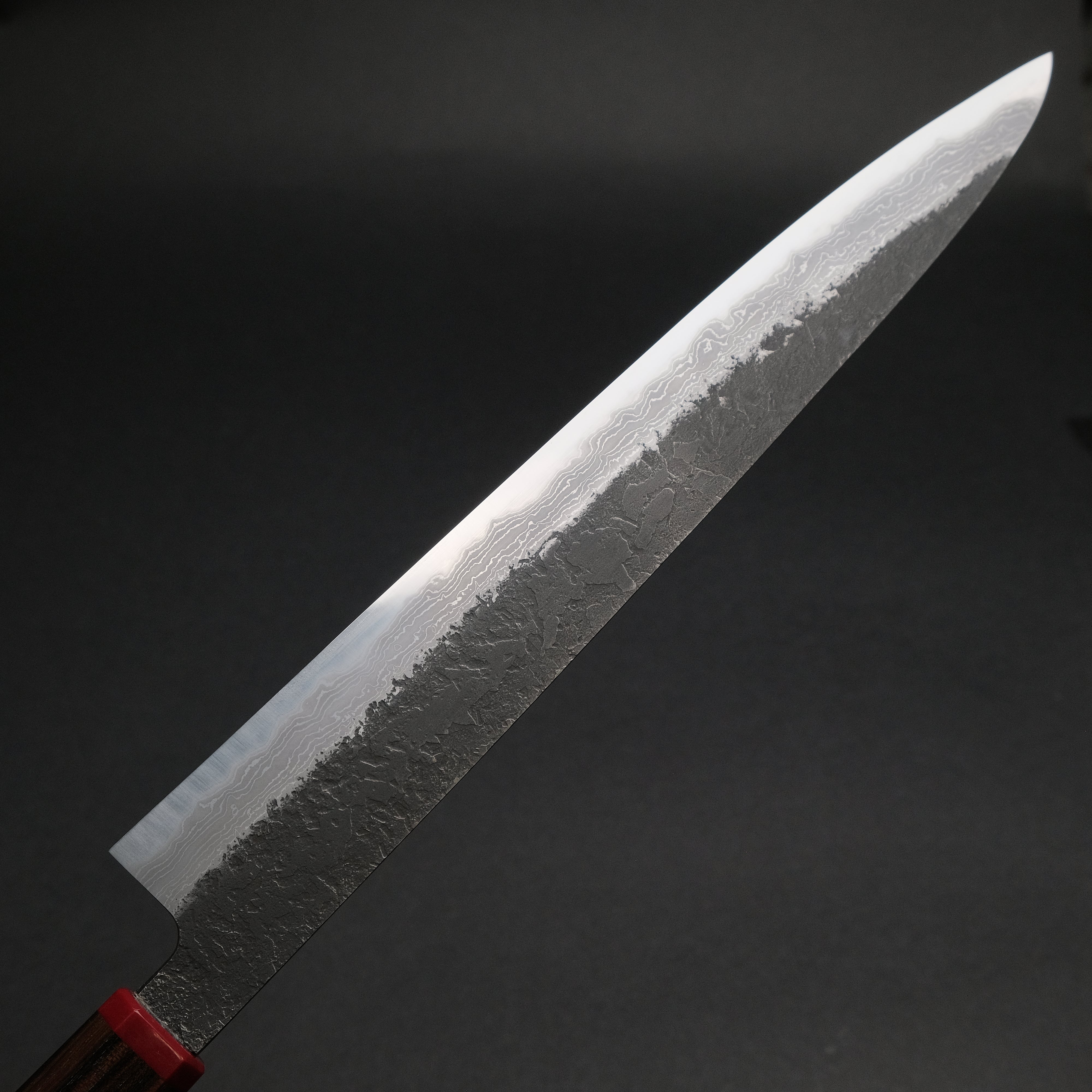 Premium Ajikataya White #2 Nashiji Damascus Sujihiki 270mm Japanese Chef Knife with Ebony & TQP Handle (#38) - Perfect for Slicing Sashimi, Meat, and Precision Cutting in Professional Kitchens