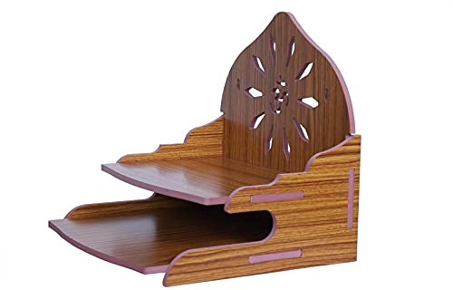 Handcrafted Engineered Wood Home Temple for Durga Pooja, Navratri & Ganesh Chaturthi - Christmas & New Year Special Decor for Hindu Worship