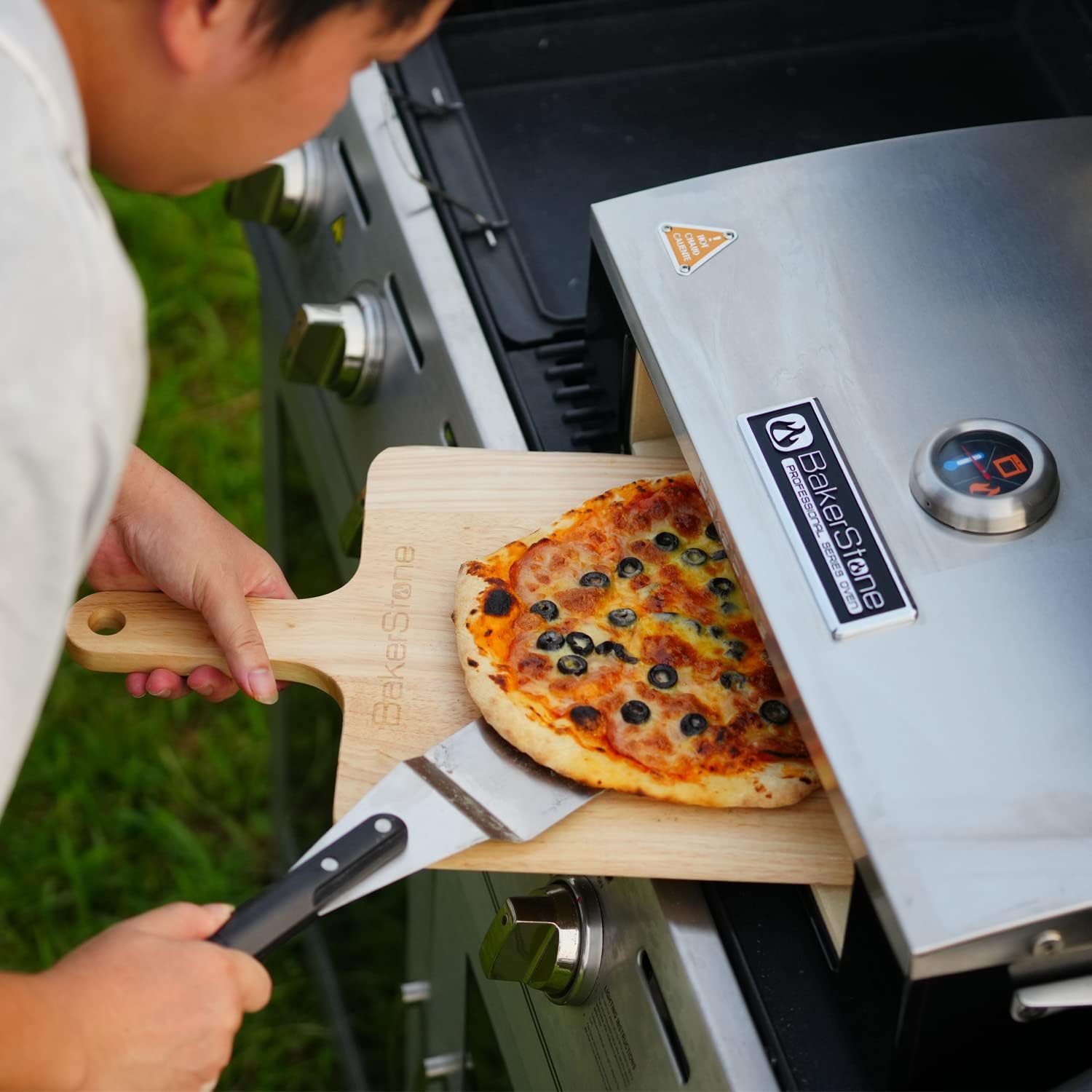 BakerStone Professional Series 5-Sided Pizza Oven for Grill Top - Stainless Steel Outdoor Pizza Box Oven with Enamel Finish - Perfect for Backyard, Garden & Outdoor Cooking - Ideal for Wood-Fired Pizza, Grilling & Entertaining
