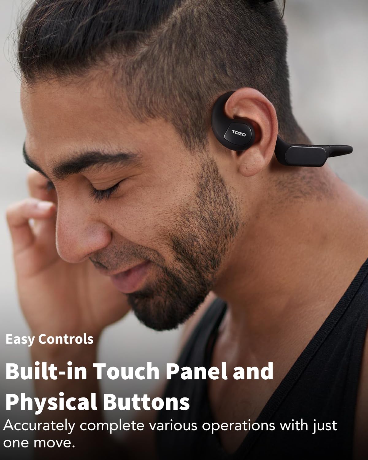 TOZO Upgraded Open Ear Bluetooth 5.3 Wireless Headphones - Air Conduction Sport Earbuds with Premium Sound, 32 EQ Modes via APP, Dual-Mic Noise Cancelling for Calls - Perfect for Cycling, Running & Outdoor Workouts