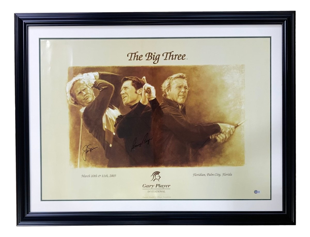 Authentic Jack Nicklaus & Gary Player Signed 26x36 PGA Golf Poster - Framed Collectible Memorabilia BH78995 - Perfect for Golf Lovers, Man Cave Decor & Sports Memorabilia Collections
