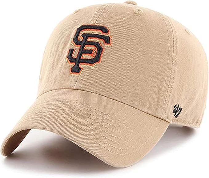 47 Brand San Francisco Giants Cleanup Adjustable Hat - Khaki, Black, Orange | MLB Baseball Cap for Men & Women | Perfect for Games, Outdoor Activities & Casual Wear