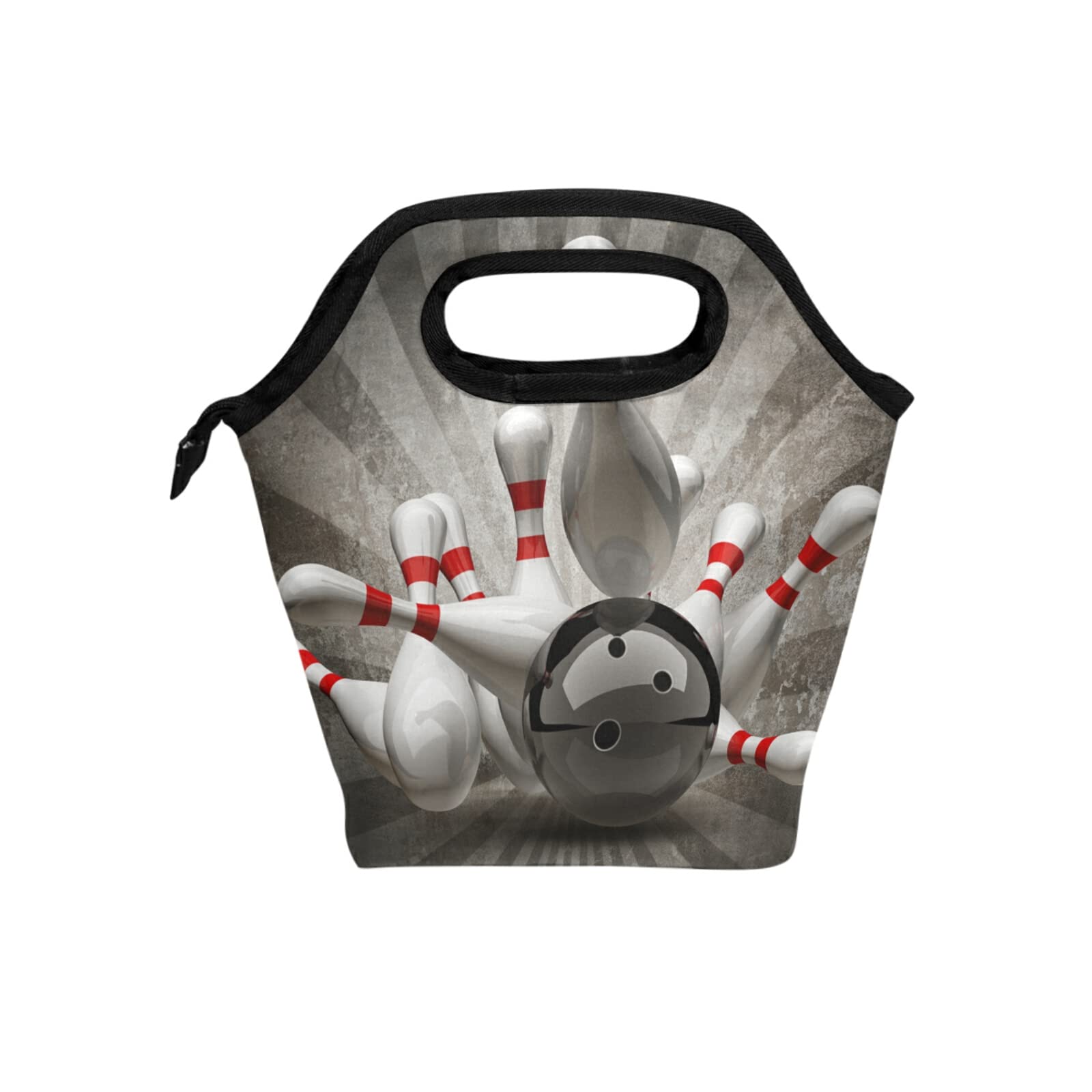Insulated Reusable Lunch Bag for Women - Water-resistant Thermal Cooler Tote with Bowling Ball Pattern - Perfect for Work, School, Picnic, Beach & Sports Activities