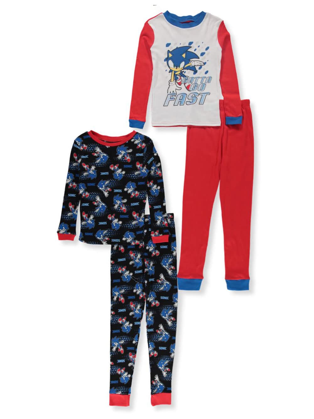 Komar Kids Boys Sonic The Hedgehog 4-Piece Cotton Pajama Set - Little Kids & Big Kids Sizes - Soft & Comfortable Sleepwear for Playtime & Bedtime