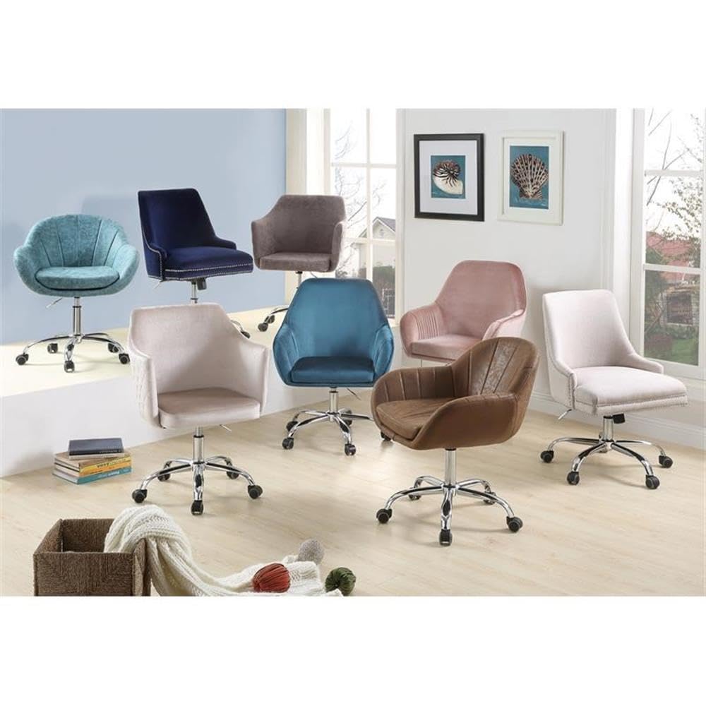 Acme Cosgair Tufted Velvet Swivel Office Chair in Champagne and Chrome - Ergonomic Desk Chair for Home Office, Gaming & Conference Rooms