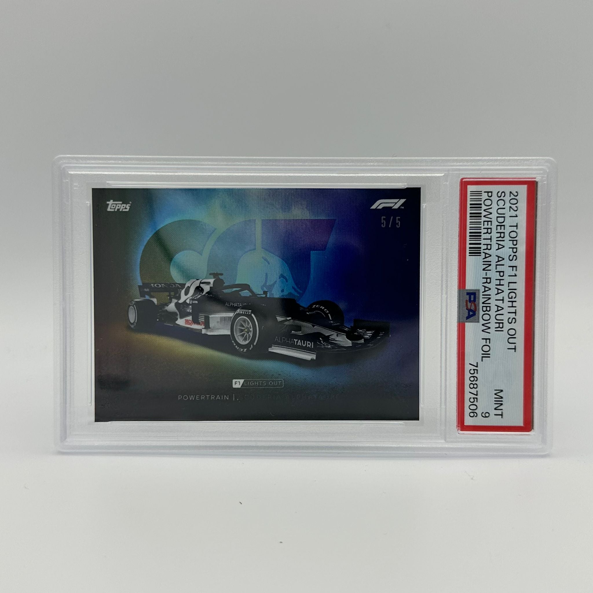 PSA 9 Graded 5/5 Alpha Tauri Powertrain Rainbow Foil Trading Card - Perfect for Collectors, Sports Memorabilia & Investment