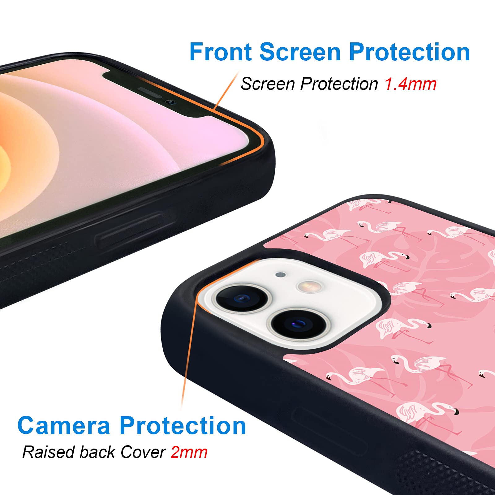 Pink Flamingo Shockproof Protective Phone Case for iPhone 12 Mini 5.4 Inch - Cute TPU Aluminum Cover for Women & Girls | Perfect for Summer Beach Trips, Pool Parties & Outdoor Adventures