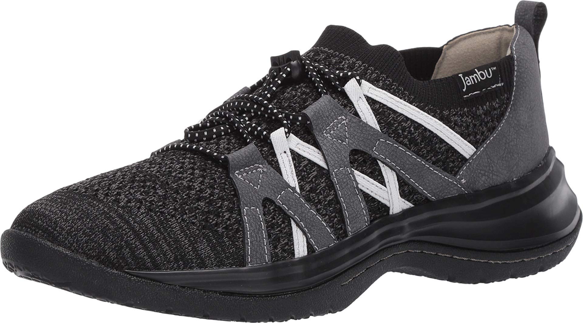 Jambu Jardin Women's Comfortable Slip-On Shoes - Black/Ice Grey, Size 7 Wide (C) - Perfect for Walking, Travel & Casual Wear