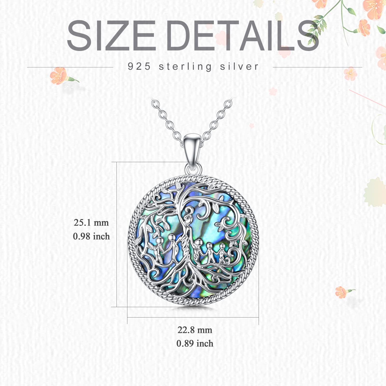 TOUPOP 925 Sterling Silver Tree of Life Pendant Necklace - Mother & Children Birthstone Jewelry for Mom, Anniversary Gift for Women from Daughter/Son | Perfect for Birthday, Mother's Day & Special Occasions