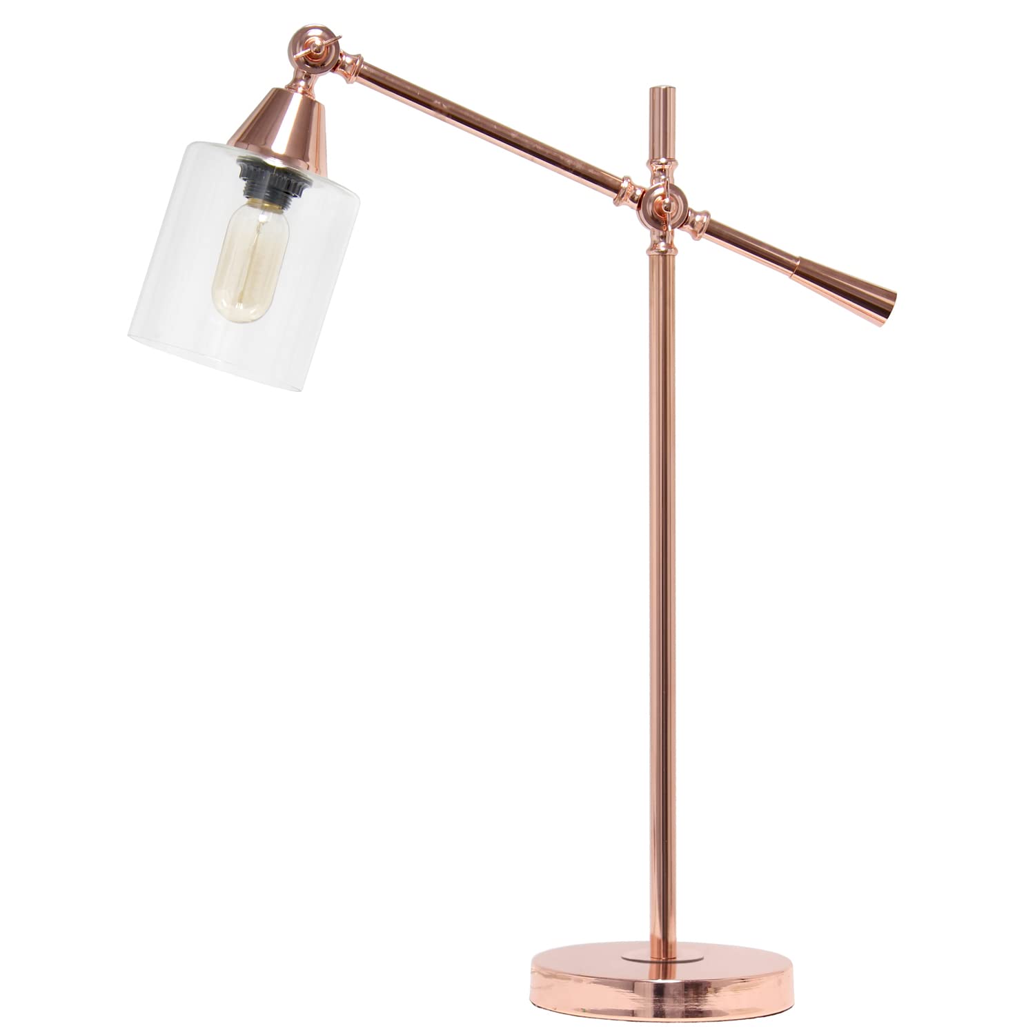 Adjustable Desk Lamp with Flexible Gooseneck - Rose Gold Finish for Home Office, Study, and Reading