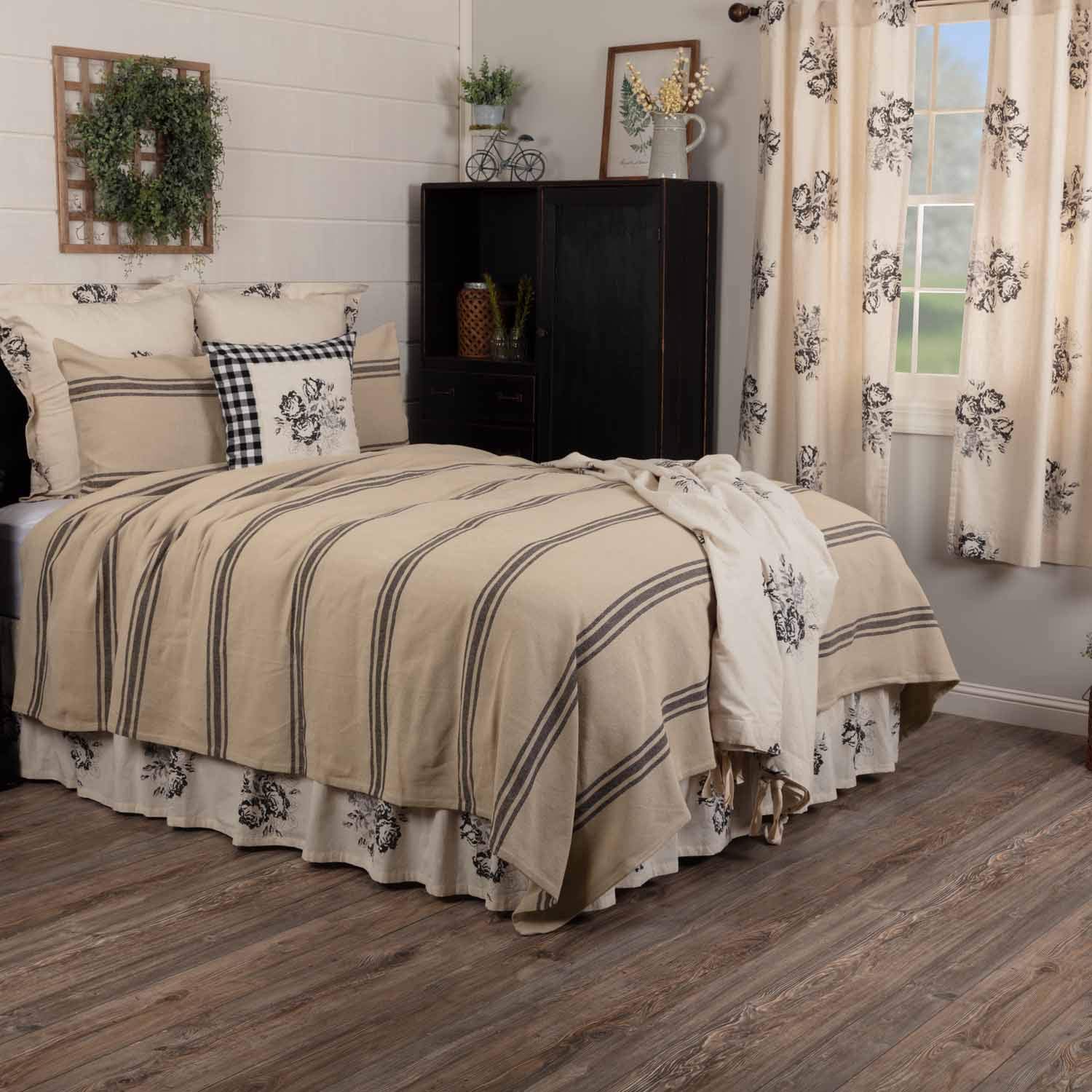 Mill House Stripe Black King Size Coverlet Bedspread, 97