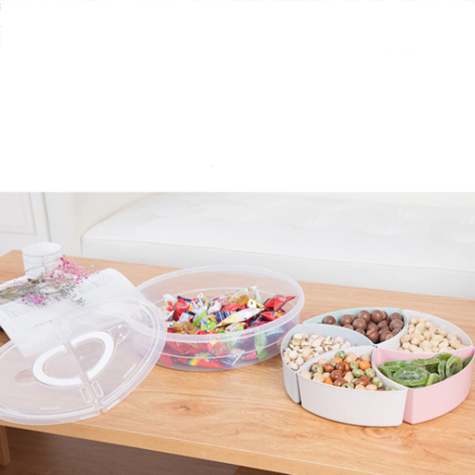 Handheld Dried Fruit Tray with Lid - Airtight Food Storage Container for Snacks, Candy & Fresh Fruits | Perfect for Kitchen, Office & Travel Organization