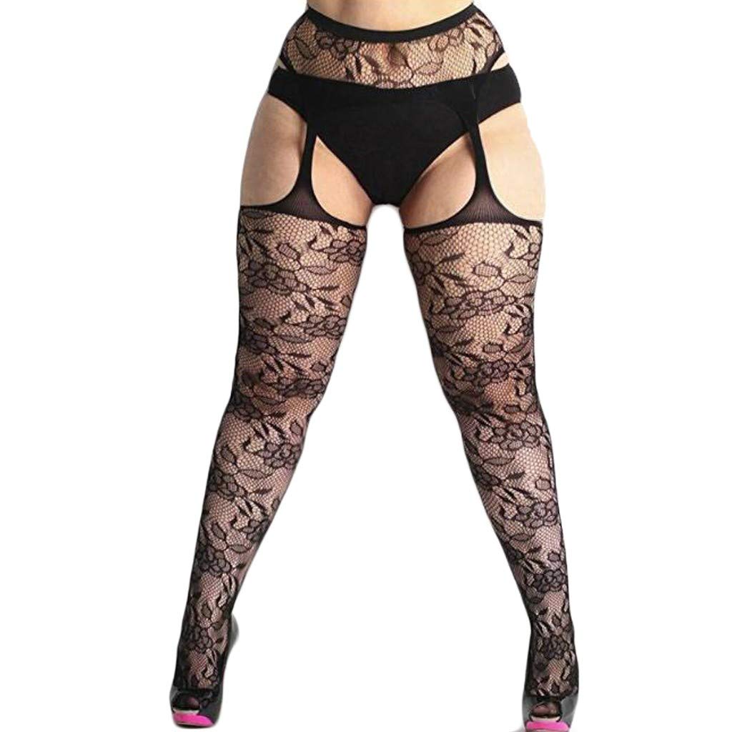 Sexy Plus Size Fishnet Tights with Lace Suspender - Black Stockings for Women | Night Out & Party Wear