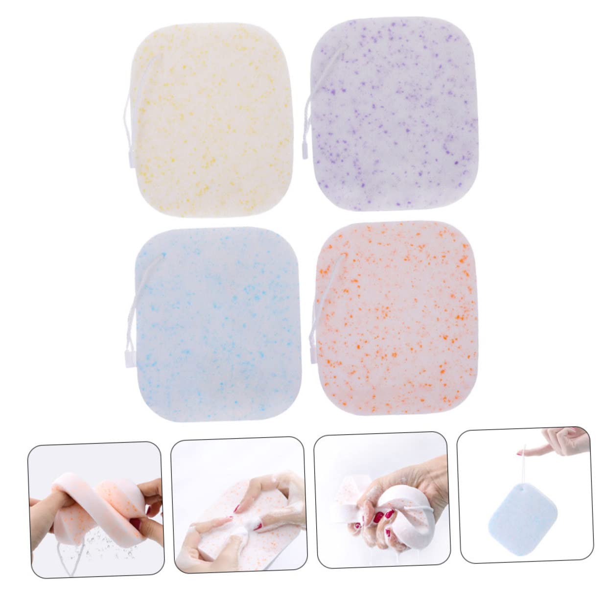 Beautifuful Thickened Facial Cleansing Sponges 4 Pack - Gentle Exfoliating Makeup Remover Sponges for Travel & Daily Skincare | Soft Face Wash Puff for Sensitive Skin & Makeup Application