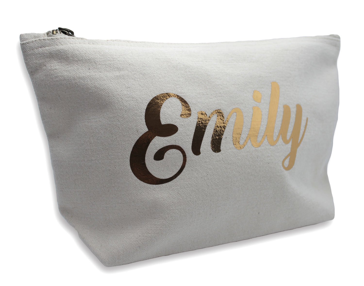 Personalized Makeup Bag with Metallic Copper Print - Custom Name for Christmas, Birthdays & Weddings | Perfect Gift for Cosmetics, Travel & Everyday Use
