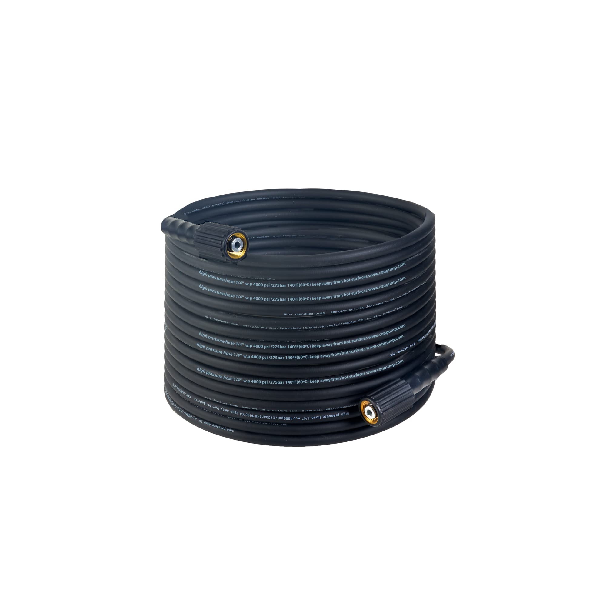 1/4 Inch High-Pressure Cold Water Black Hose - 4000 PSI, M22 Connector, 50 Feet - Perfect for Pressure Washers, Car Washing & Industrial Cleaning