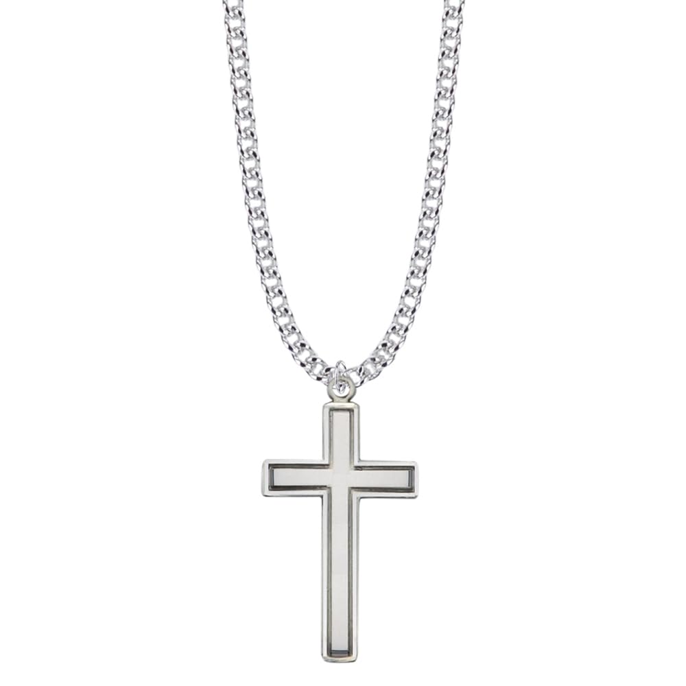 True Faith Jewelry Sterling Silver Cross Pendant Necklace - 1 1/4 Inch Religious Jewelry for Women & Men - Perfect for Church, Baptism, Weddings & Everyday Wear