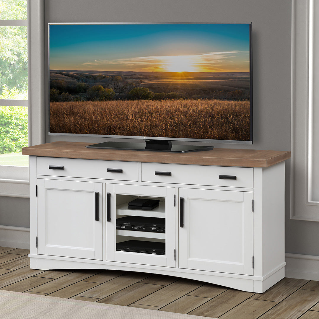 Modern Roots TV Stand with Storage - Rustic Wood Entertainment Center for Living Room - Perfect for TVs up to 65