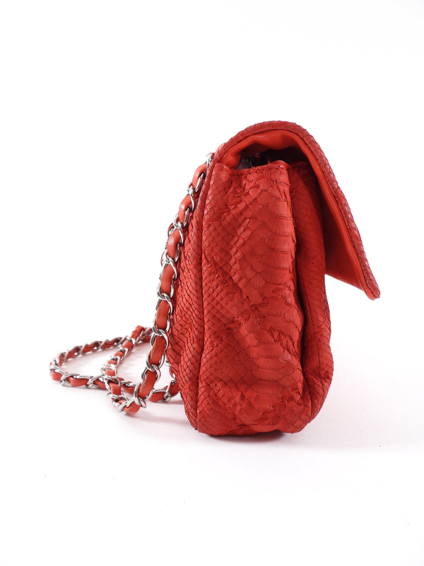 Chanel Red Python Leather East West Ultimate Stitch Flap Bag - Luxury Designer Handbag for Women, Perfect for Evening Parties & Special Occasions