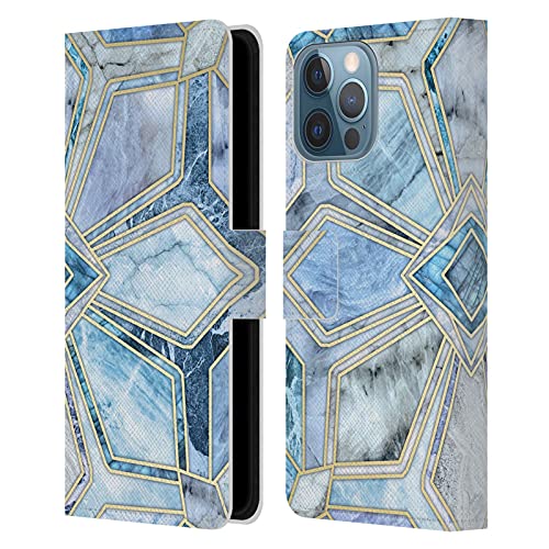 Geometric Gilded Stone Tiles In Soft Blues