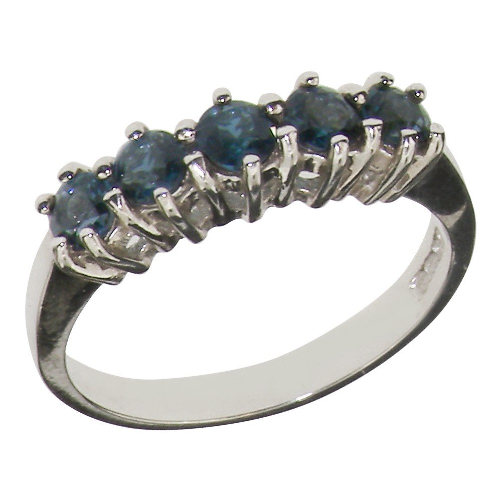 10K White Gold London Blue Topaz Women's Eternity Ring - Size 4-12 | Elegant Wedding Band, Anniversary Gift & Everyday Jewelry for Her