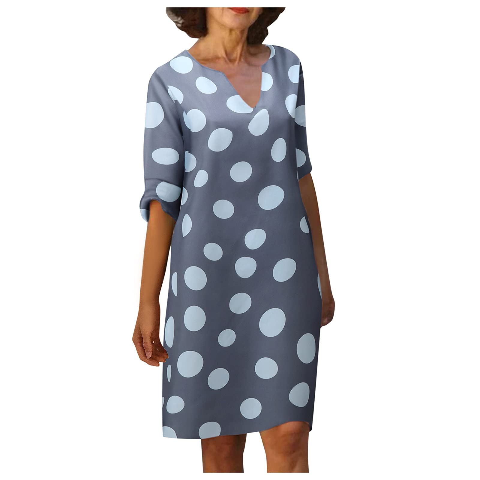 2023 Summer Dresses for Women - Plus Size Linen Midi Dress with V Neck & Floral Print, Half Sleeve Casual Sundress | Perfect for Beach Vacations, Garden Parties & Summer Outings