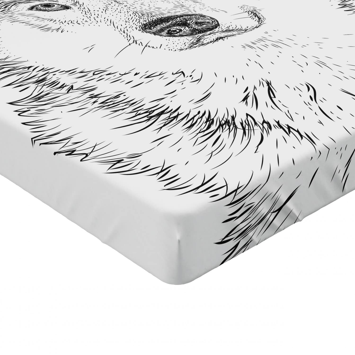 Ambesonne Wolf Fitted Sheet, Wildlife Sketch Art, Twin Size - Cozy Bedroom Decor