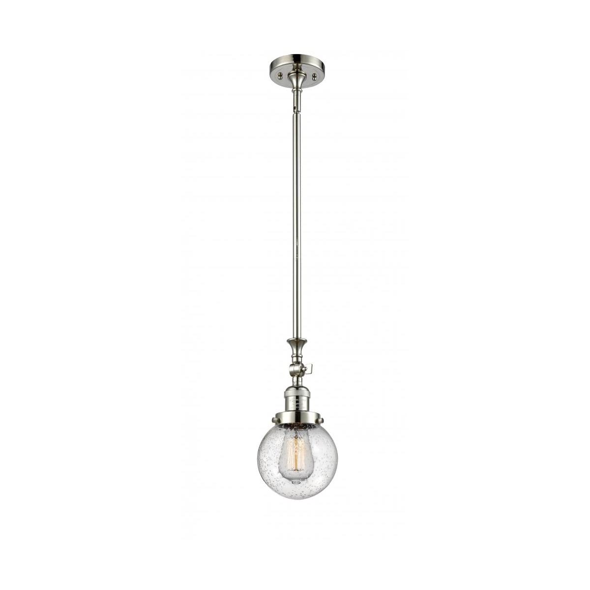 Vintage Dimmable LED Mini Pendant Light - 6W Polished Nickel Finish - Energy Efficient Hanging Light Fixture for Kitchen Island, Dining Room, or Bar Counter Decor