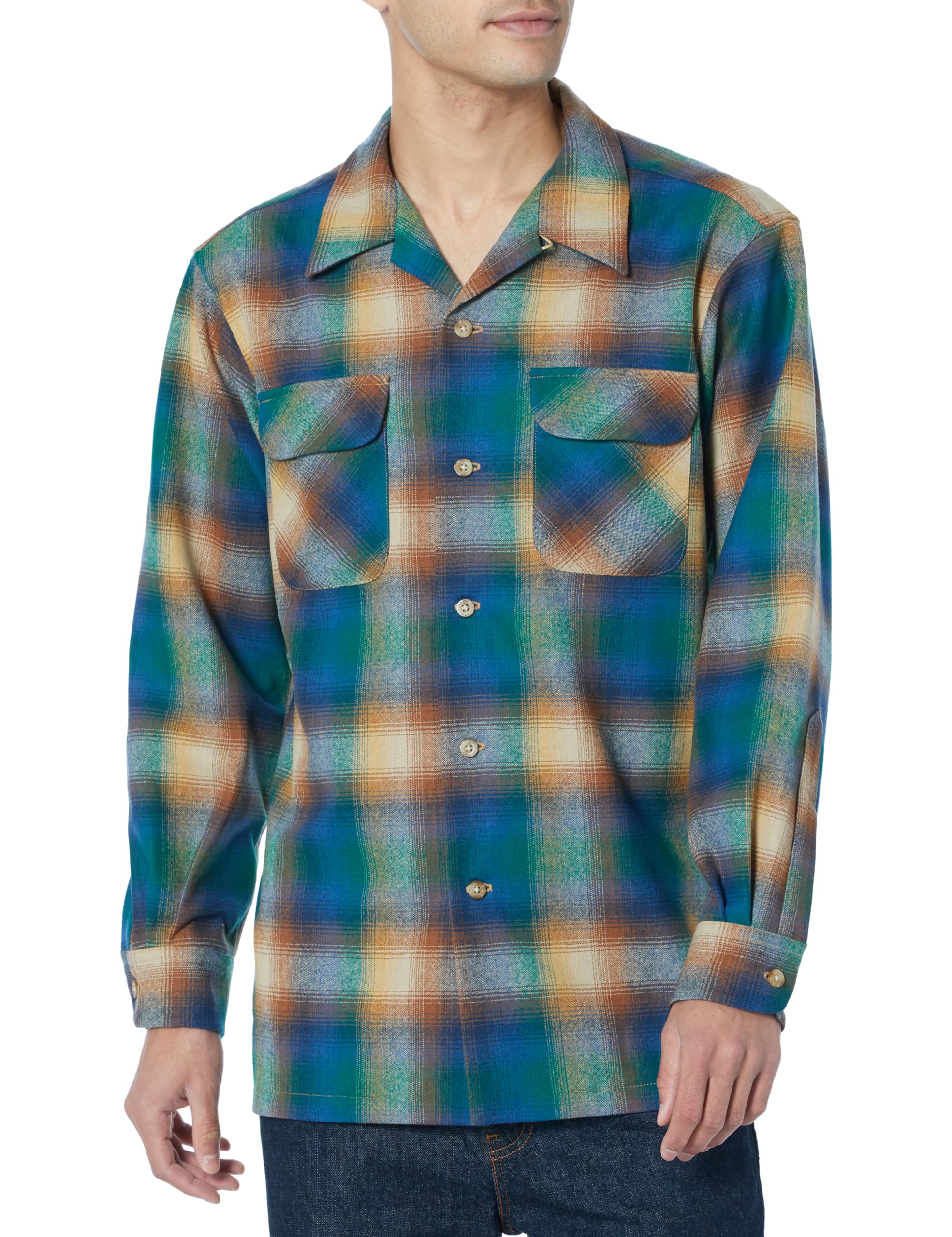 PENDLETON Men's Long Sleeve Board Shirt - Comfortable Casual Button-Up Shirt for Men - Perfect for Outdoor Activities, Work & Everyday Wear