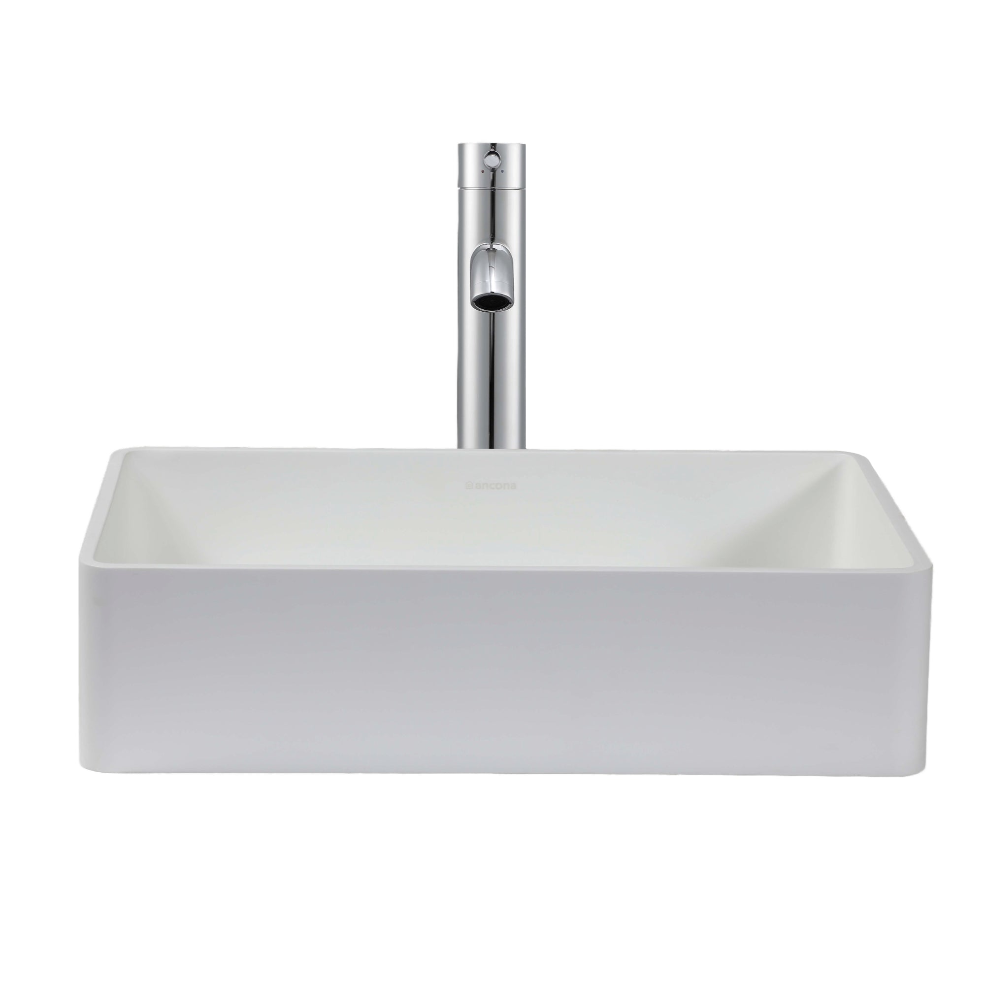 Ancona Holbrook White Bathroom Vessel Sink with Chrome Argenta Vessel Faucet - Perfect for Modern Bathroom Vanities and Powder Rooms