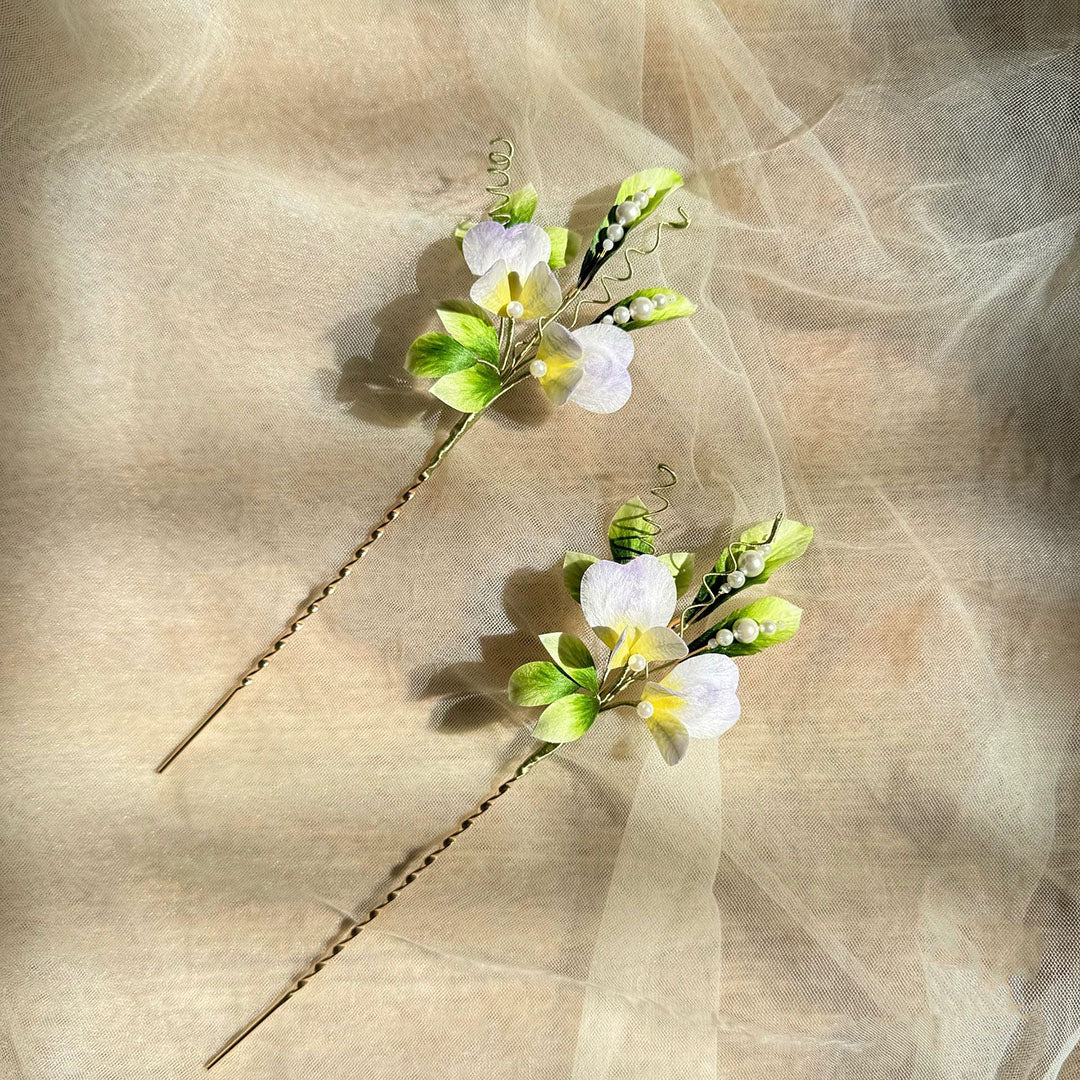 Elegant Pea Pod Silk Hairpin - Handcrafted Ronghua Hair Accessory for Weddings, Parties & Special Occasions