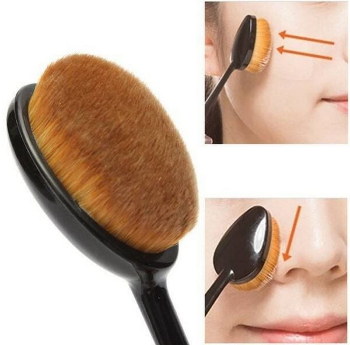 ZAUKY Professional Oval Makeup Brush Set - Foundation Powder Concealer Blending Blush Brush for Flawless Makeup Application (Pack of 1) | Perfect for Contouring, Highlighting & Everyday Beauty Routine