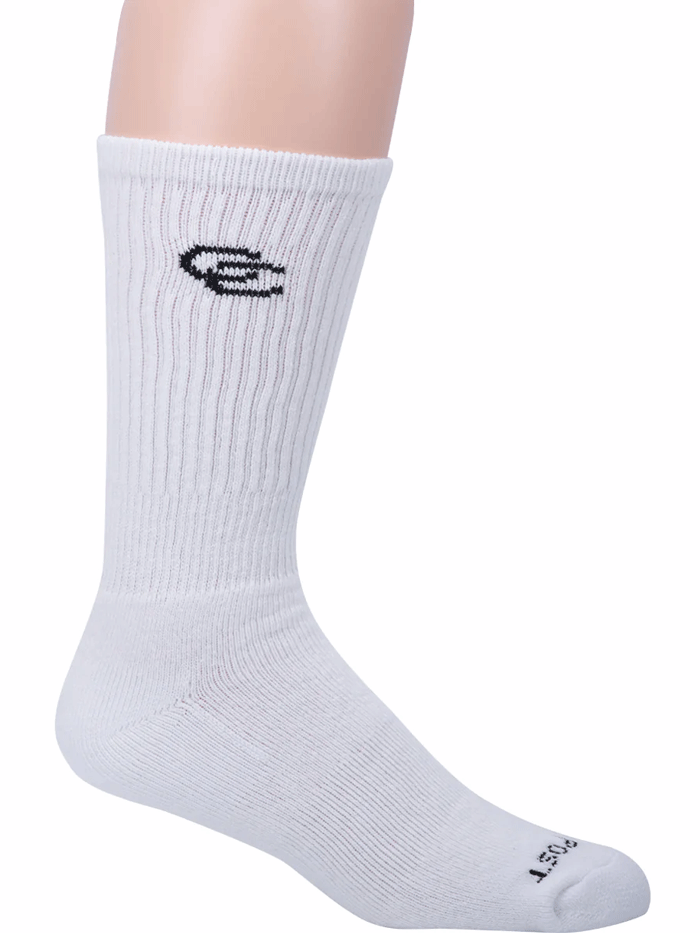 Dan Post DPCBM Men's All Around Crew Socks - White Cotton Athletic Socks for Running, Hiking & Everyday Wear