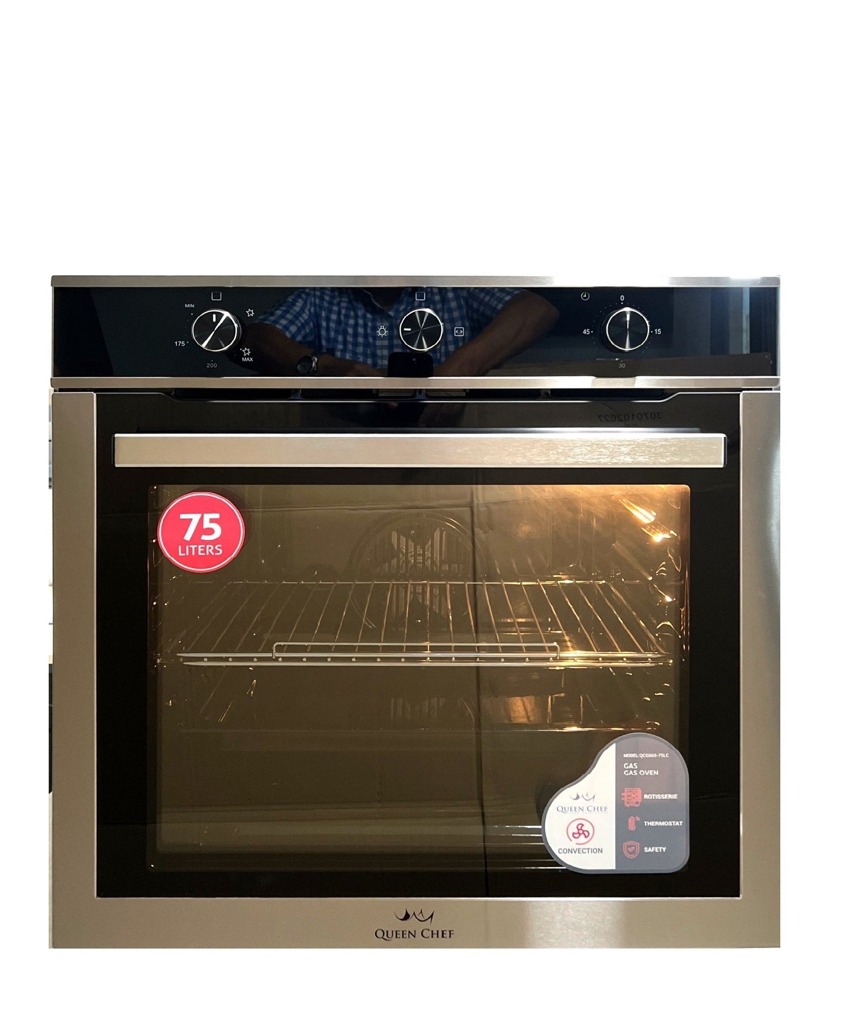 60cm Built-In Gas Range Oven - Stainless Steel & Black - Perfect for Home Kitchens & Professional Chefs