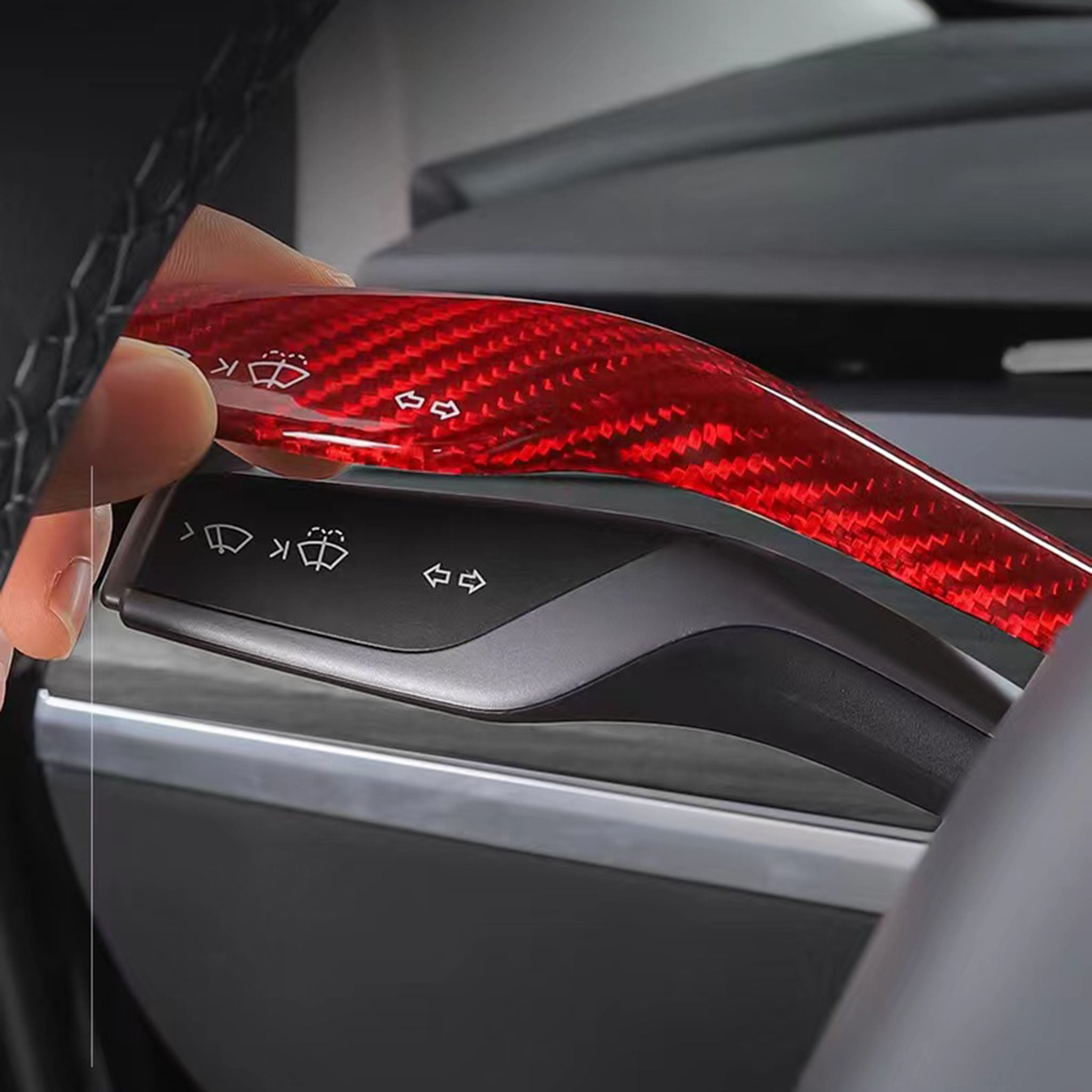 Premium Carbon Fiber Gear Stalk Covers for Tesla Model 3 & Model Y – Durable Scratch Protection & Custom Styling – Enhance Interior Luxury & Protection for Daily Driving & Road Trips