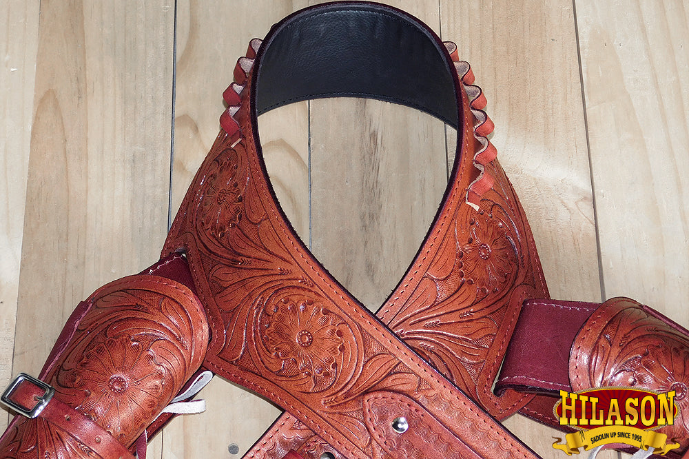 46 Inch Hilason Double Caliber 44/45 Leather Western Cowboy Gun Holster Rig - Perfect for Cowboy Action Shooting, Reenactments & Western Style Outfits