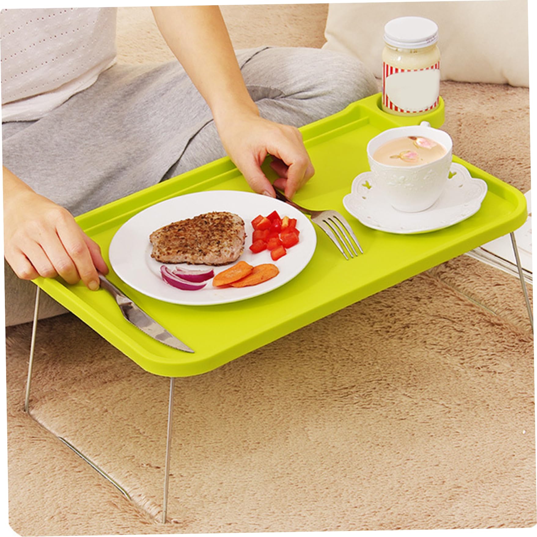 Foldable Laptop Desk with Cup Holder & Card Slot - Portable No-Slip Bed Tray for Students, Dorm, Sofa & Couch - Lightweight Breakfast Tray for Working, Studying & Eating in Bed (Green) - Perfect for Remote Work, Online Classes & Cozy Movie Nights